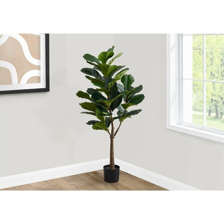 Monarch Specialties Artificial Plant, 47" Tall, Fiddle Tree, Indoor, Faux, Fake, Floor, Greenery, Potted, Real Touch I 9515